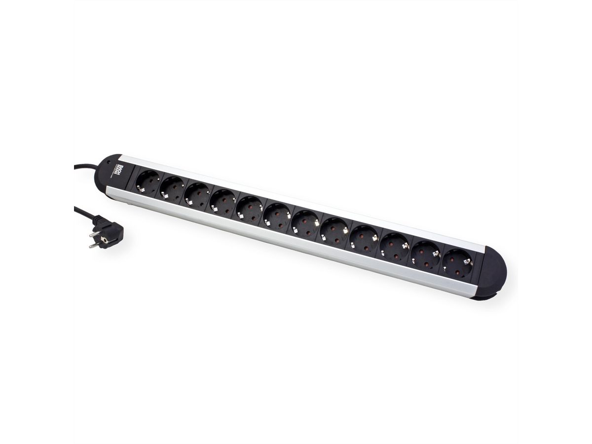 BACHMANN PRIMO socket strip 12x earthing contact, aluminium, 1.75 m