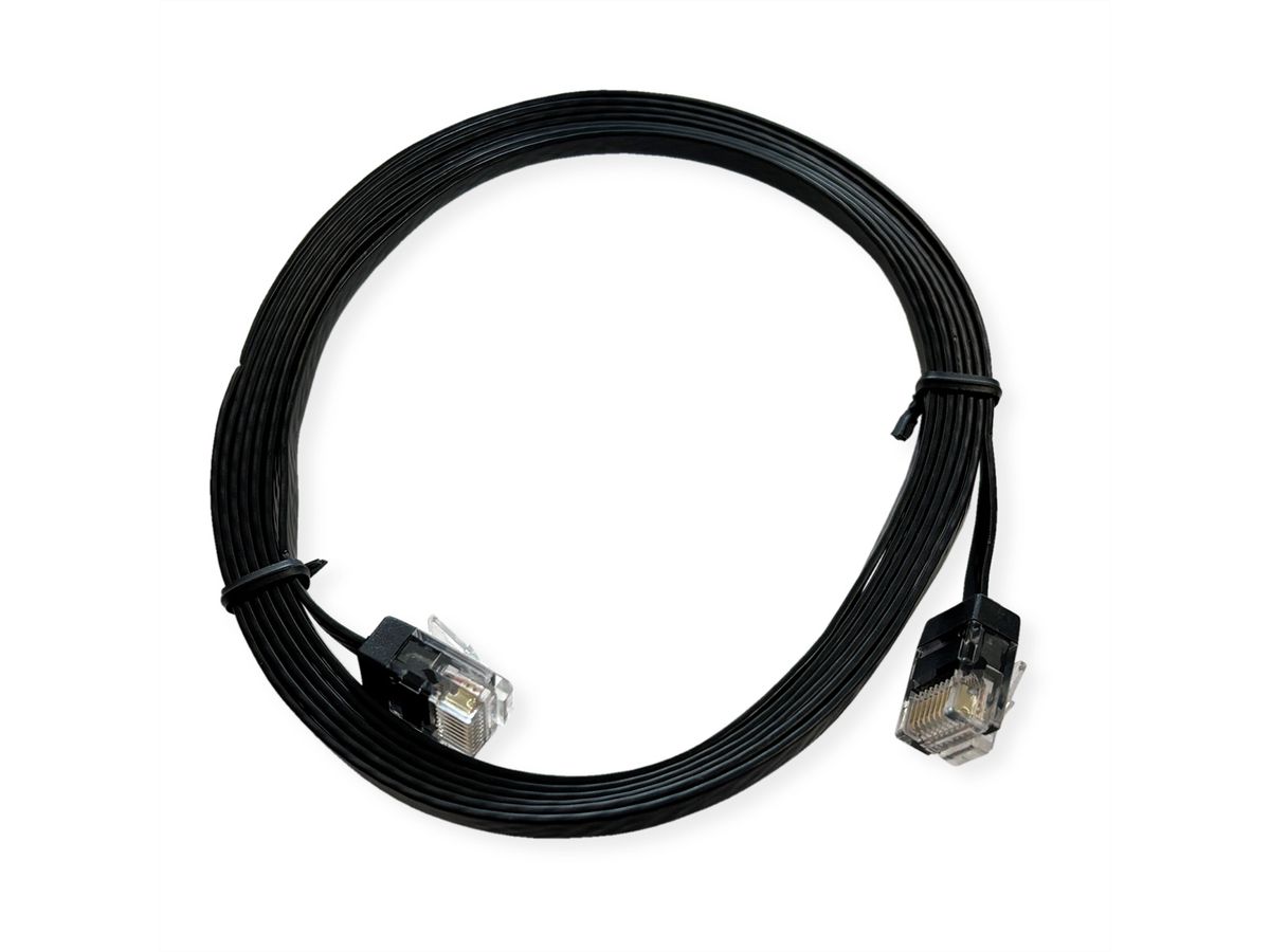 ROLINE patchkabel Cat.6A (klasse EA) UTP , extra plat, zwart, 1 m