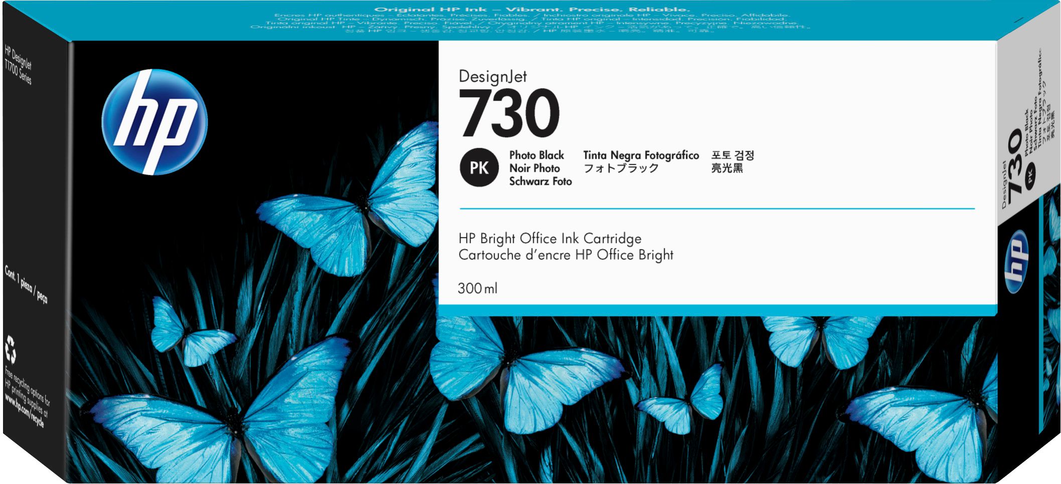 HP 730 zwarte DesignJet fotoinktcartridge, 300 ml