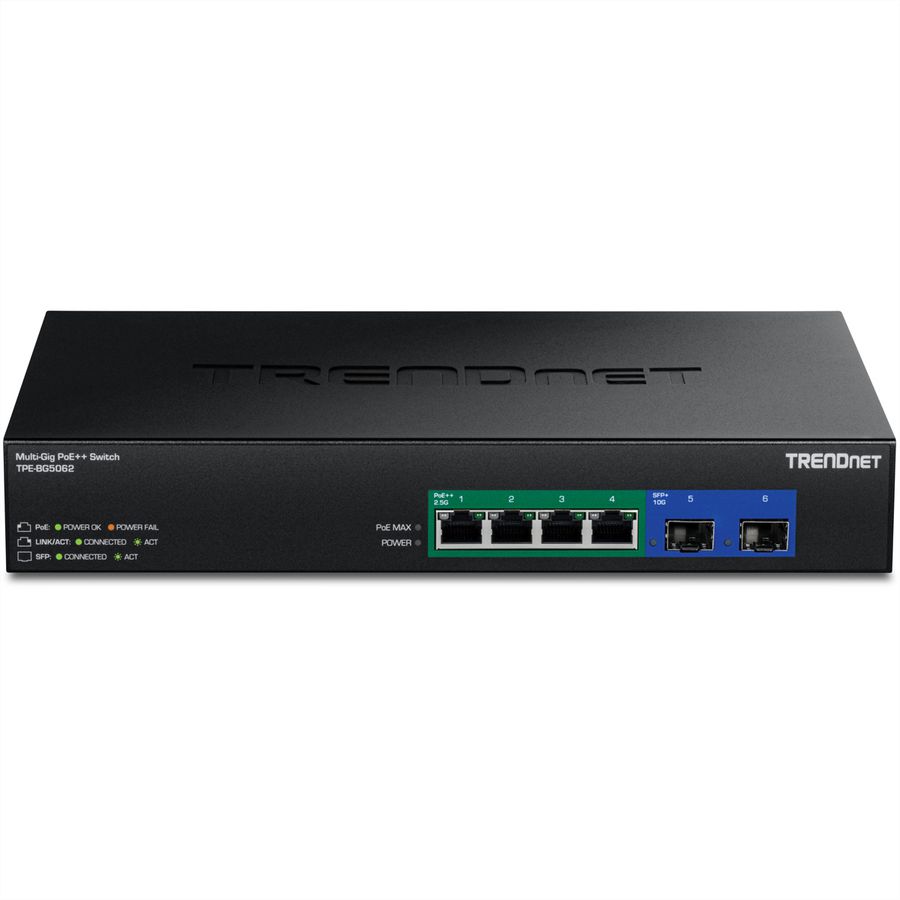 TRENDnet TPE-BG5062 6-Port Switch 240W 2.5G GaN Power PoE++ mit 10G SFP+ Port
