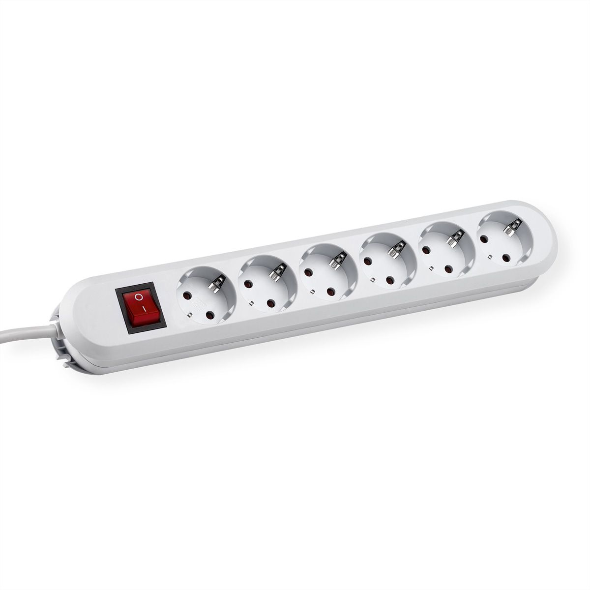 BACHMANN SMART socket strip 6x earthing contact, aluminium, with switch, white, 3 m