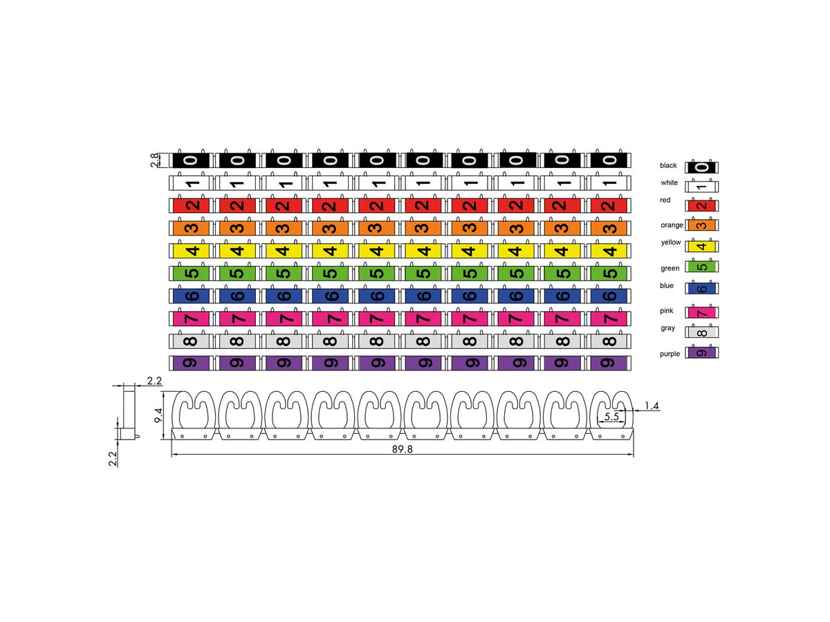 VALUE kabelmarkeerset voor patchkabels, 10 x 10 stuks, 4 - 5.5mm, veelkleurig
