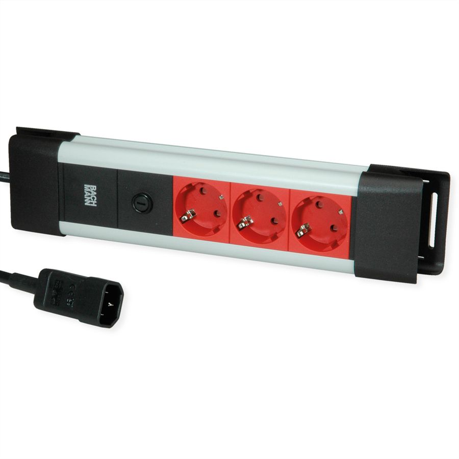 BACHMANN CONNECTUS 3xCEE7/3, 10A  C14-Stecker, rot, 2 m