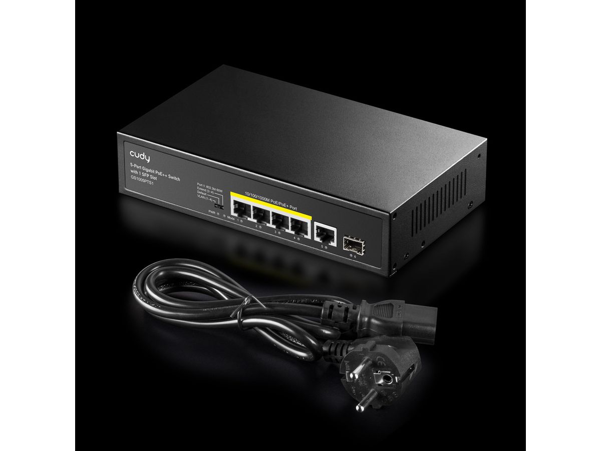 CUDY GS1005PTS1 5-Port Gigabit PoE+ Switch 1 SFP Port 120W