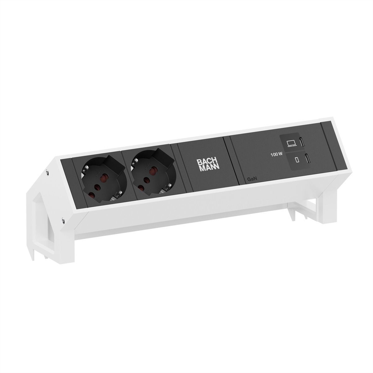 BACHMANN DESK2 2xP40 1xUSB C/C 100W, L=0,2m RAL9010