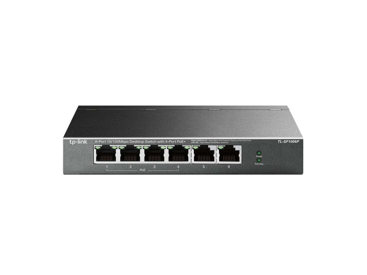 TP-Link TL-SF1006P network switch Unmanaged Fast Ethernet (10/100) Power over Ethernet (PoE) Black