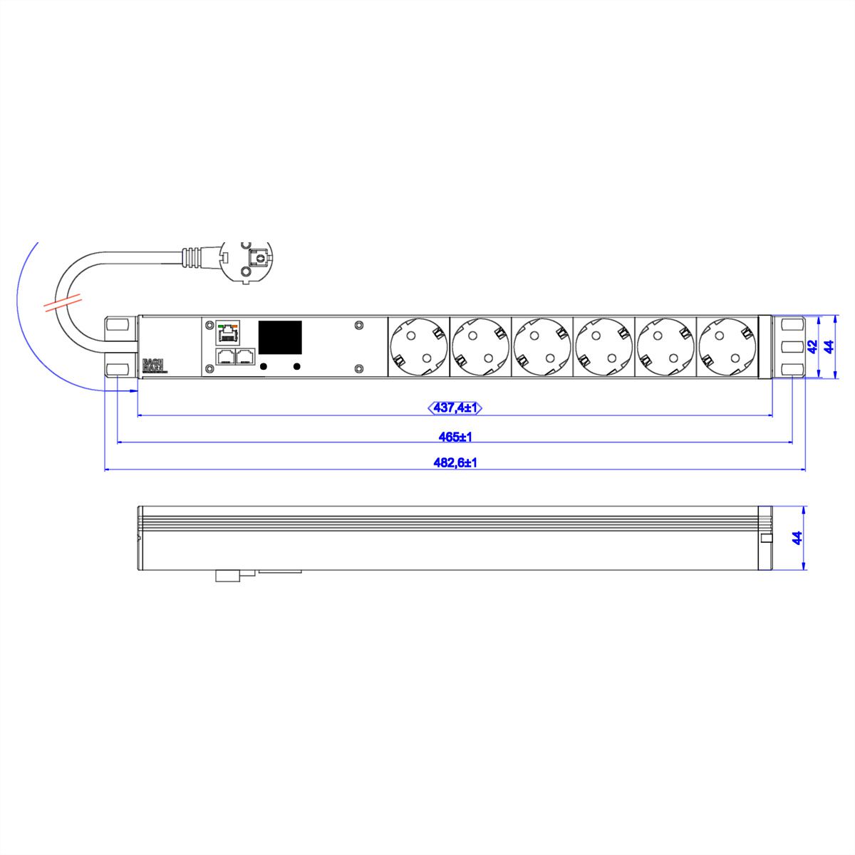BACHMANN 19 inch 1U BN2000 6xCEE7/3, TCP/IP power 2.0m CEE7/7
