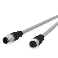 METZ CONNECT M12 Sensor-/Aktorleitung, A-kodiert, M12 Stecker gerade - M12 Buchse gerade, grau, 2 m