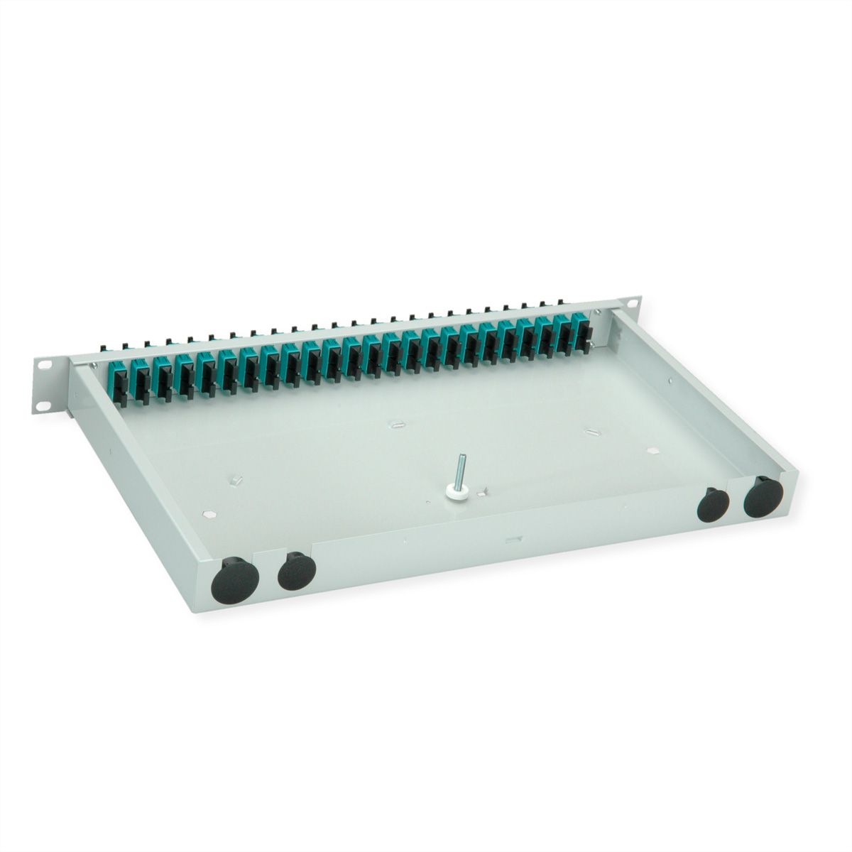 TELEGÄRTNER BASIS eco LWL-Panel mit Kupplungen, 24x SC Duplex, türkis, OM3