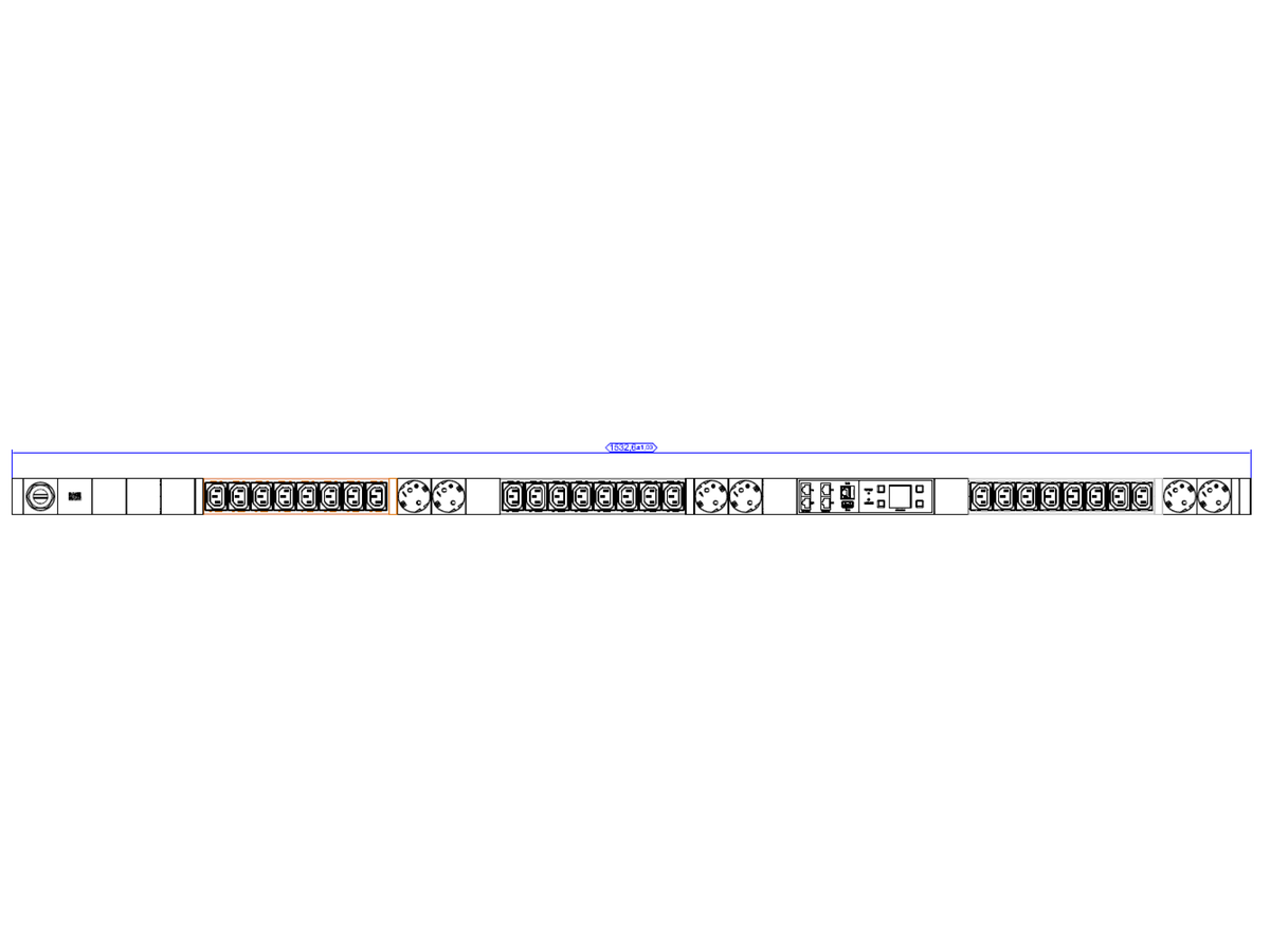 BACHMANN BN3000 24xC13 6xCEE7/3, Meting per fase3m H05VV-F 5G2.5 CEE3x16A Lan