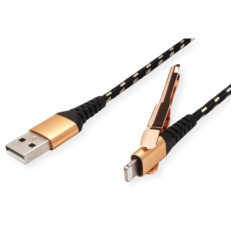 ROLINE GOLD 8pin to USB Cable for iPhone, iPod, iPad, with Smartphone support function, 1 m