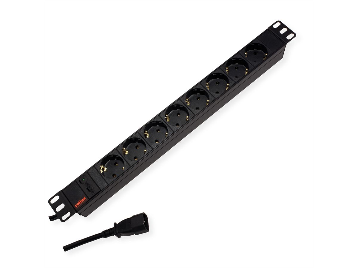 ROLINE 19" PDU for Cabinets 8x 2300W, IEC320 C14 M, black, 2 m