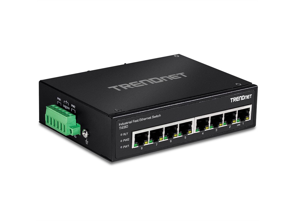 TRENDnet TI-E80 Industriële Fast Ethernet DIN-rail switch 8-poorts