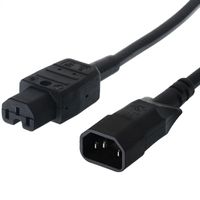 BACHMANN mains cable IEC plug to warm appliance coupling, IEC320 C14/C15, 3 m