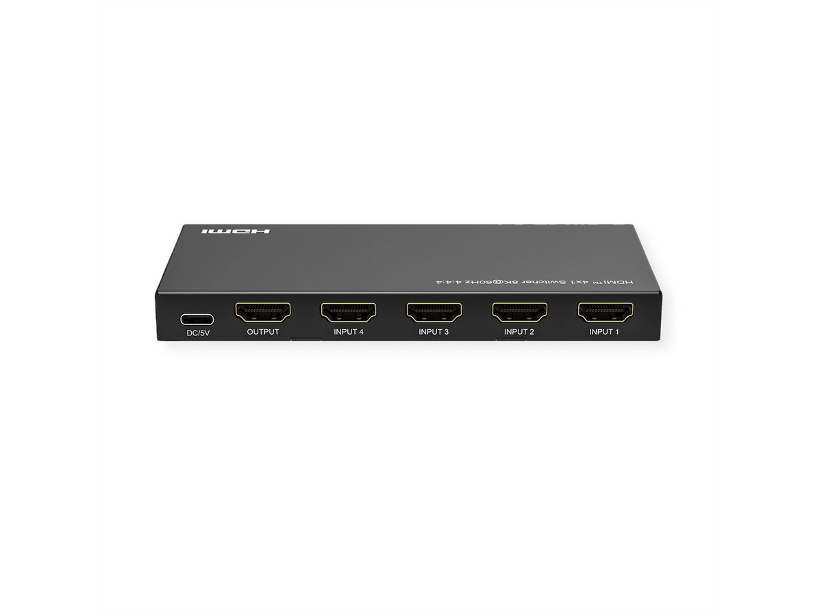 ROLINE 8K HDMI-switch, 4-voudig, met IR afstandsbediening