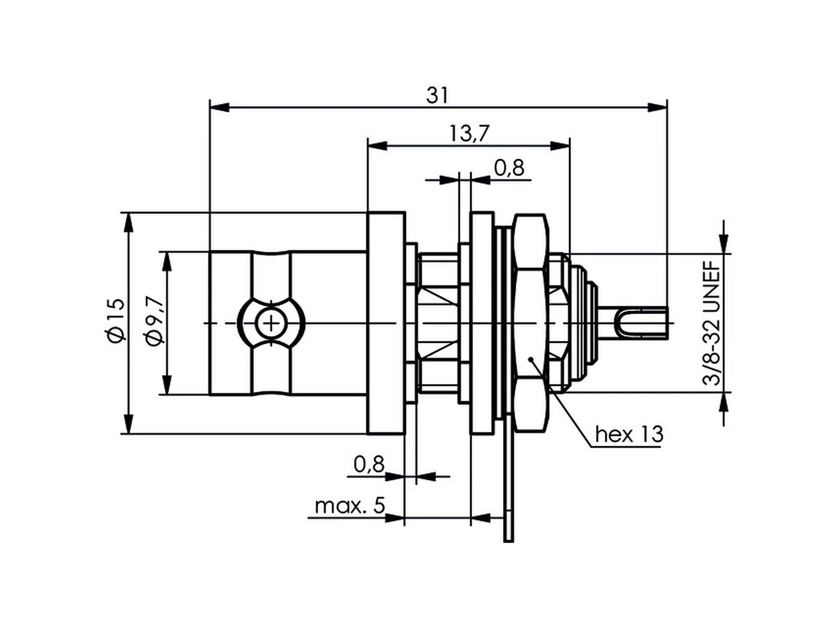 TELEGÄRTNER BNC Bulkhead Socket, insulated with black insulating washers