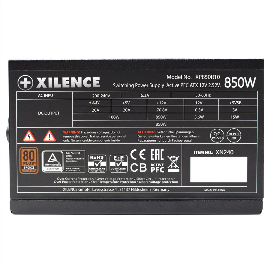 Xilence XP850R10 850W PC Power Supply, 80+ Bronze, Gaming, ATX