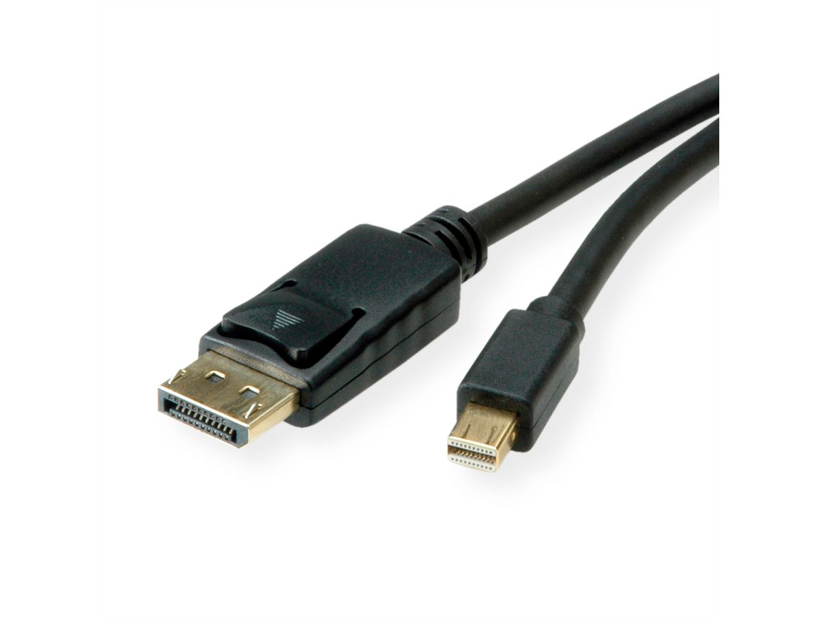 ROLINE Mini DisplayPort Cable, v1.4, mDP-DP, M/M, black, 2 m