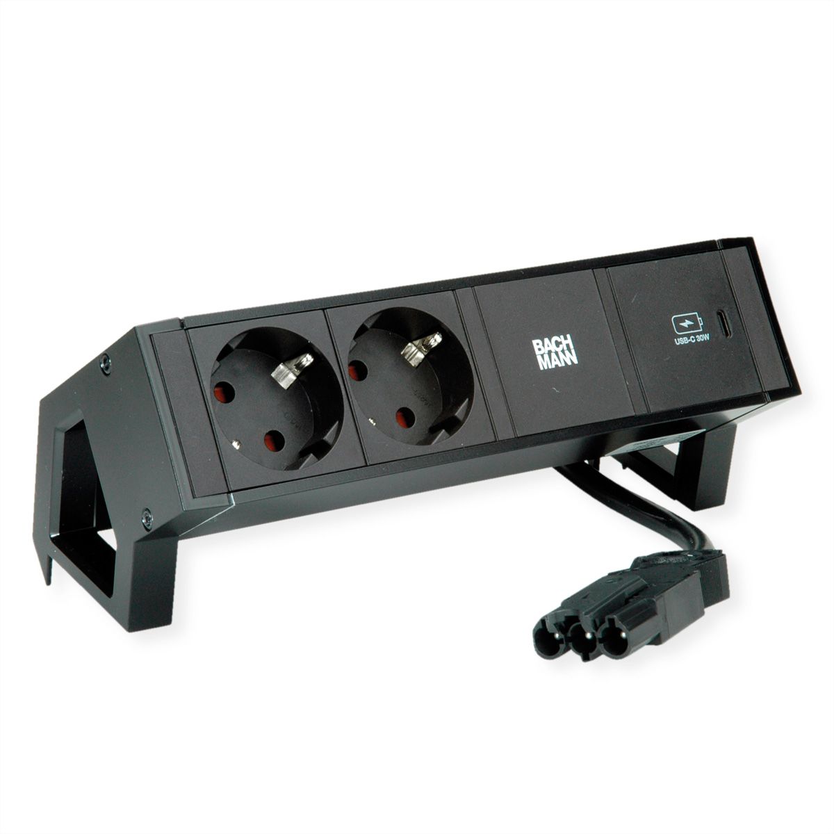 BACHMANN DESK2 2xprotective contact USB C, USB Charger 30W 0.2m GST18 black