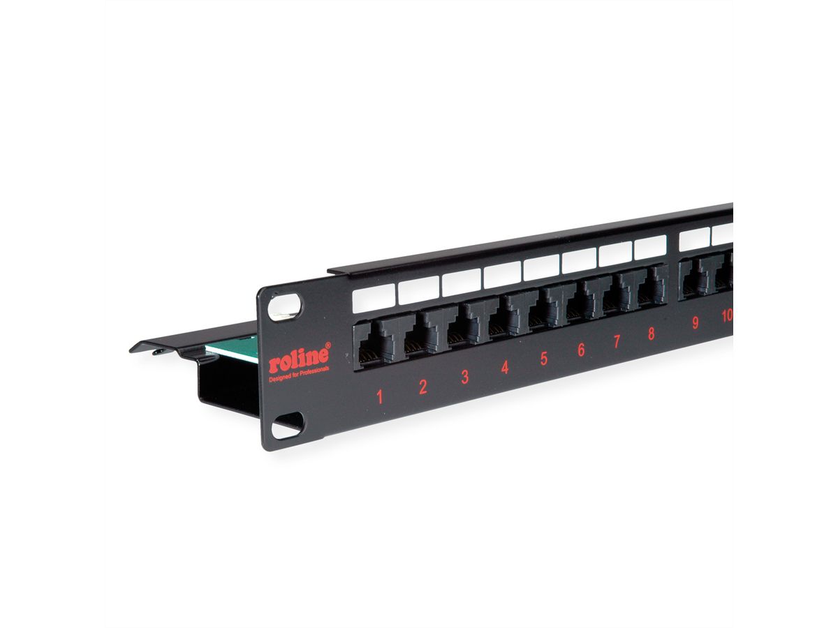 ROLINE Cat.6 (Class E) 19" Patch Panel, 24 Ports, UTP, black