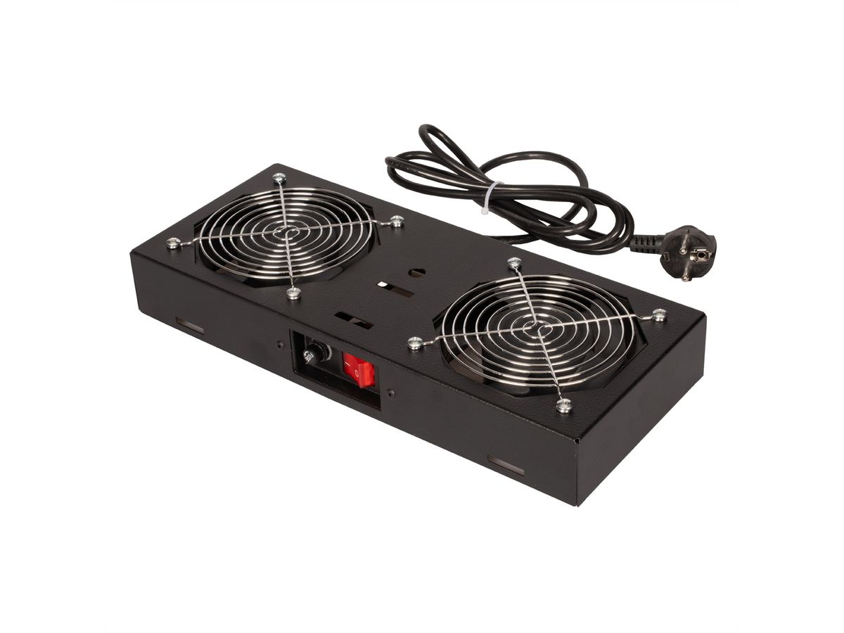 ROLINE ventilatorunit met 2 ventilatoren, voor 19 inch wandbehuizing zwart