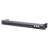 METZ CONNECT Keystone 19 inch moduledrager 1 HE, 24 poorten leeg, afgeschermd, zwart