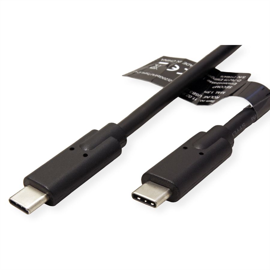 ROLINE USB 3.2 Gen 2x2 kabel, met PD, C-C, M/M, 4K UHD-1, 20Gbit/s, Emark, 100W, zwart, 0,5 m