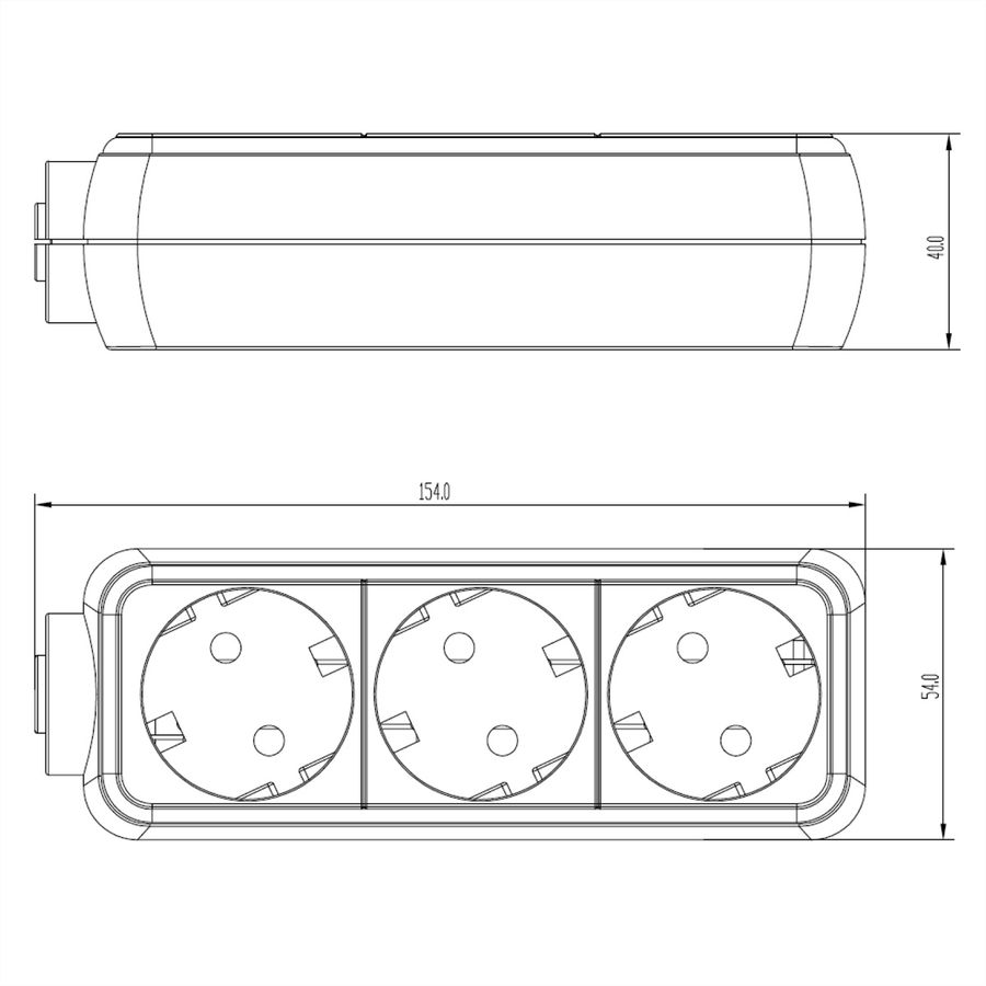 BACHMANN SELLY socket strip 3x earthing contact, white, 3 m