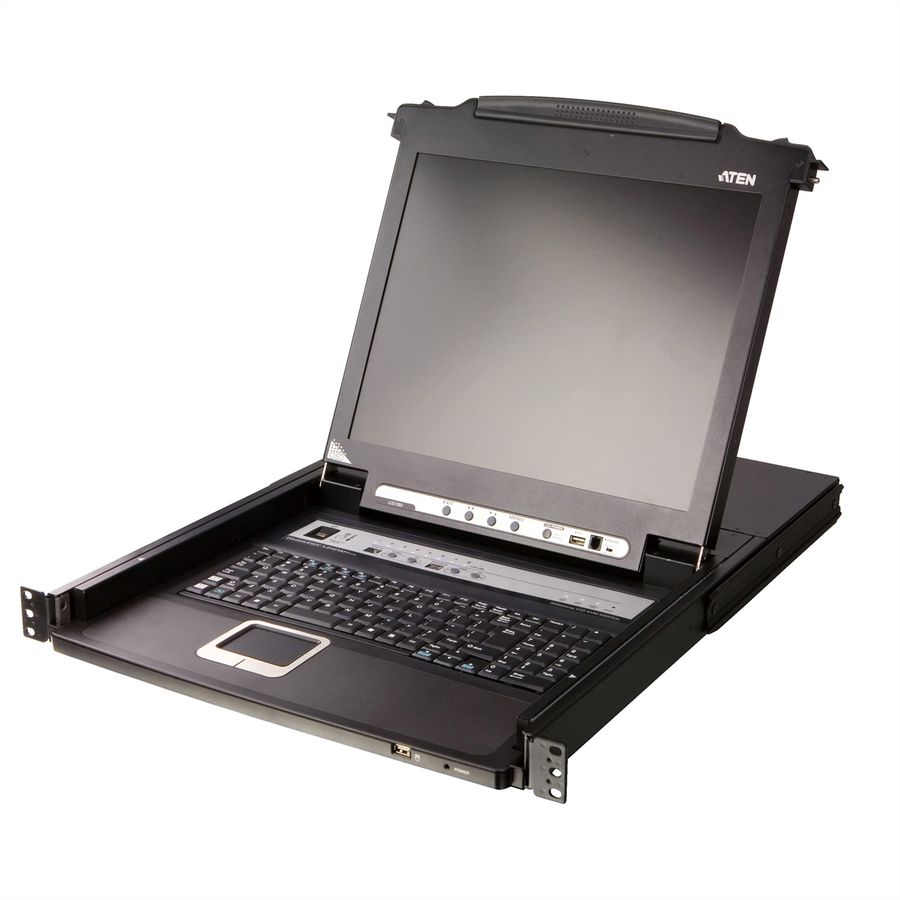 ATEN CL5708MW 43cm wide LCD KVM Switch, USB-PS/2,VGA, 8-poorts, FR-Layout