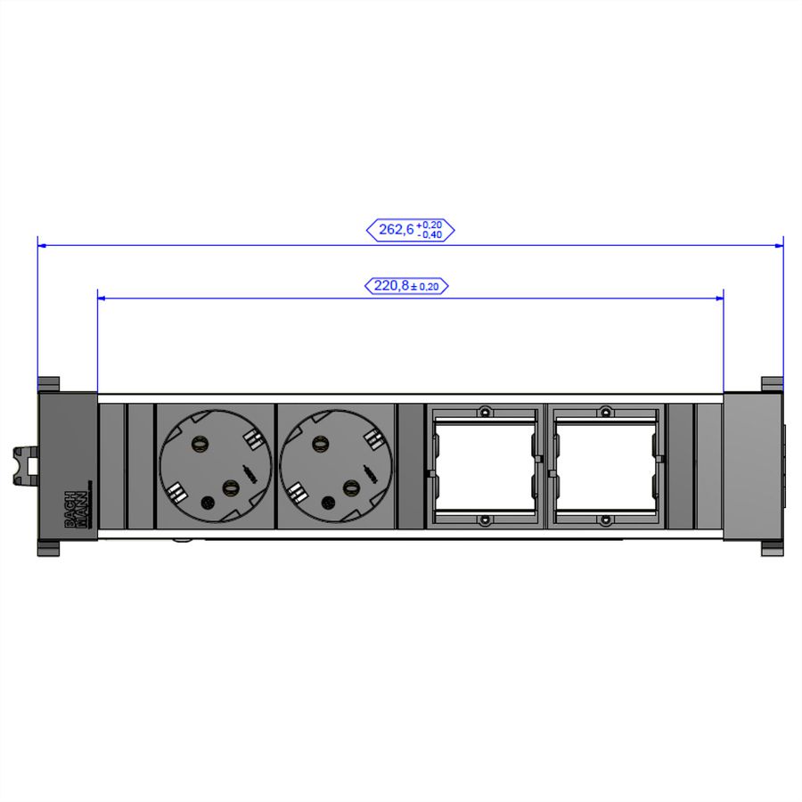 BACHMANN CONFERENCE TOP FRAME Medium inzetstuk 2x geaard stopcontact 2x ABD