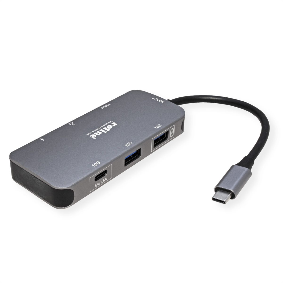 ROLINE USB-C Multiport Docking Station, 4K HDMI, USB-A, USB-C, PD, LAN