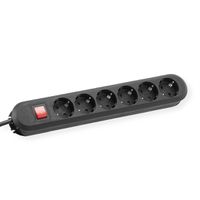 BACHMANN SMART socket strip 6x earthing contact, switch, black, 1.5 m