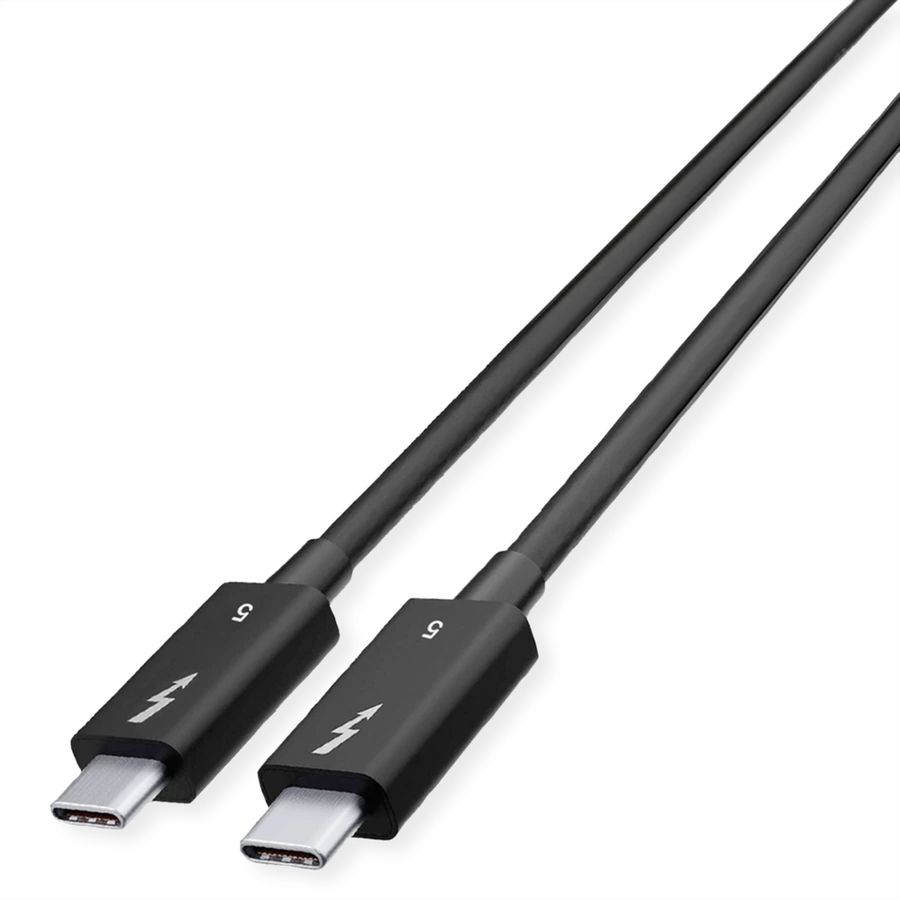ROLINE Thunderbolt™ 5 Cable, C-C, M/M, 8K UHD-2, 80Gbit/s, 240W, passive, black, 0.8 m