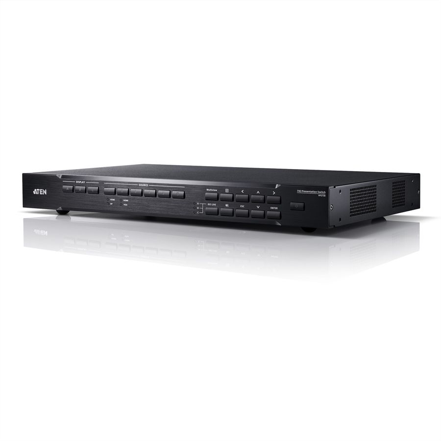 ATEN VP2730 7 x 3 Seamless Präsentation Matrix Switch mit Scaler, Streaming, Audio Mixer und HDBaseT