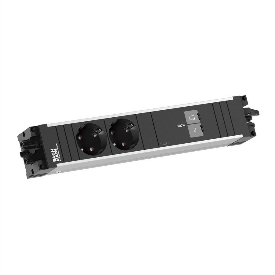 BACHMANN STEP ALU 2xCEE7/3, 1x USB C/C 100W