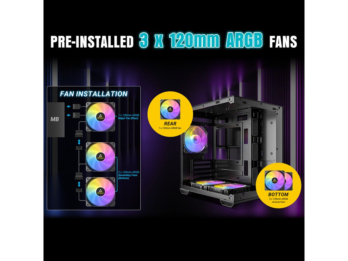 ANTEC CX60M ARGB PC-Gehäuse Mini Tower Micro-ATX, black