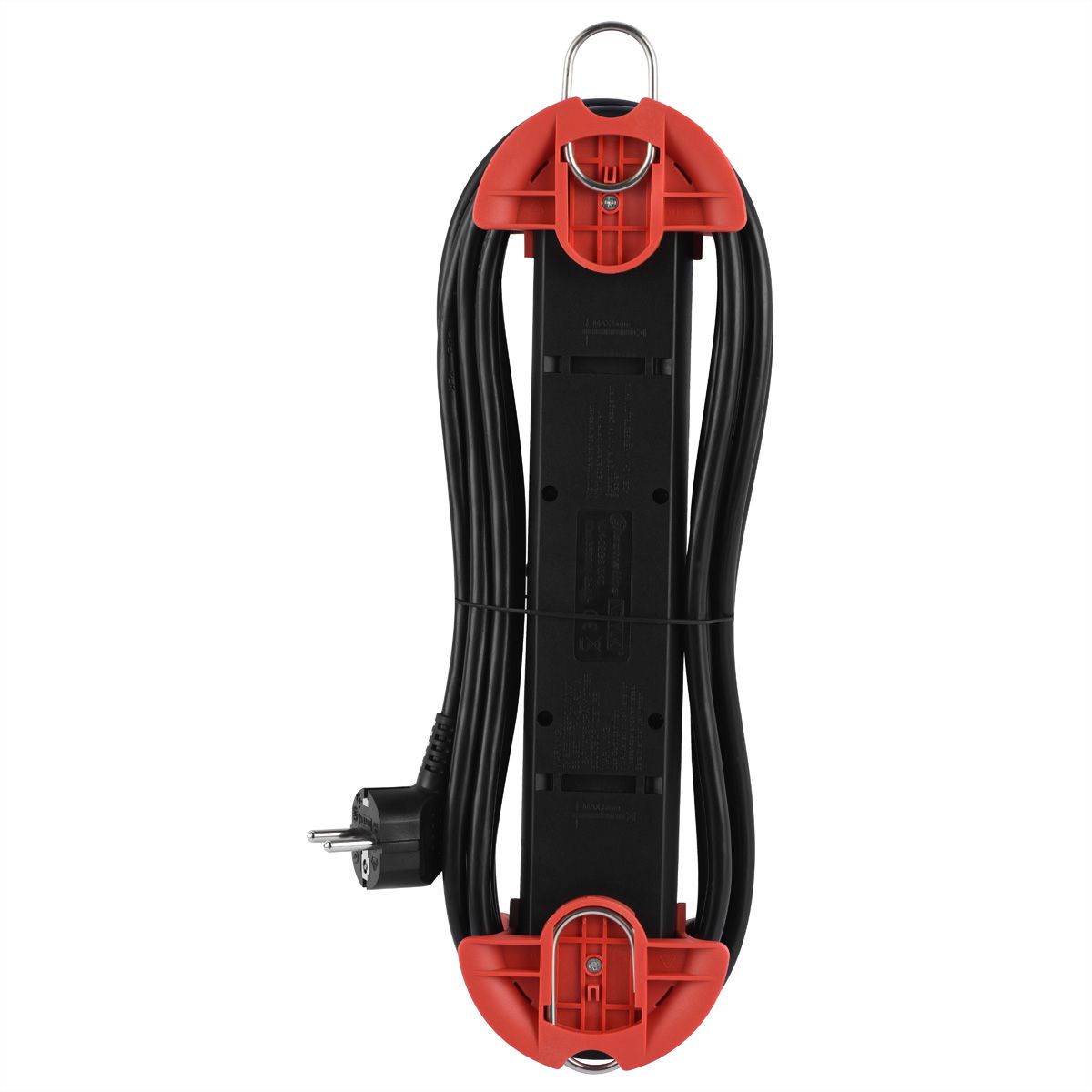 BACHMANN HOOK Indoor 5x earthing contact, plastic, with switch, 5 m