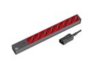 BACHMANN 19" socket strip 8-way 2300W, IEC320 C14 plug, black