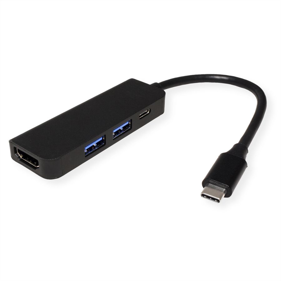 VALUE USB-C dockingstation, HDMI 4K, 2x USB Type A + Type C PD