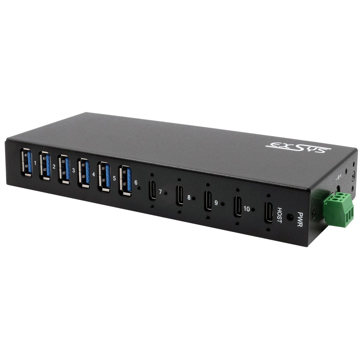 EXSYS EX-12290HMS 10 Port USB 3.2 Gen 2x1 Metall HUB, mit 4x USB-C und 6x USB-A 3.2 Gen 1 Ports