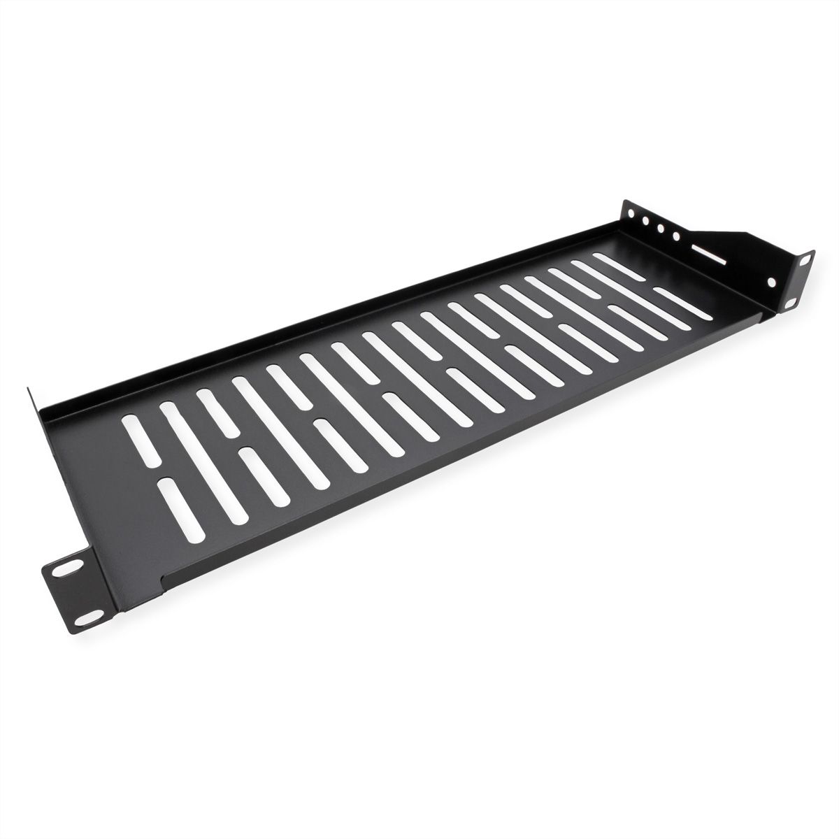 VALUE 19"-Fixed Shelf, 440 x 150mm, max. 10kg, 1U, U-Shape, black
