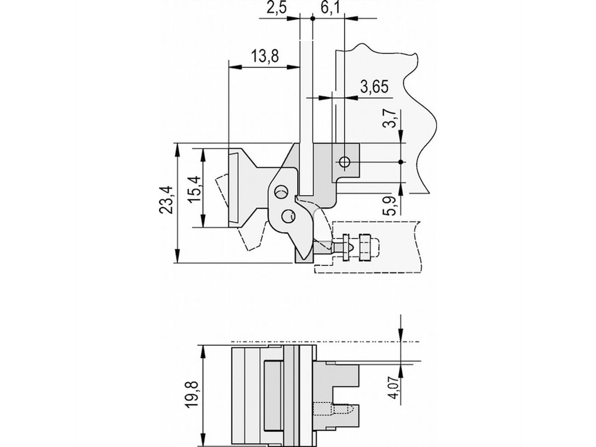 SCHROFF Extractor Handle Trapezoid Form, Type 2, RAL 7035, Without Alignment Pin