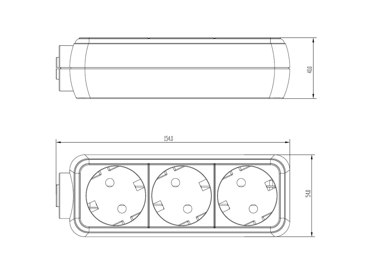 BACHMANN SELLY socket strip 3x earthing contact, white, 3 m