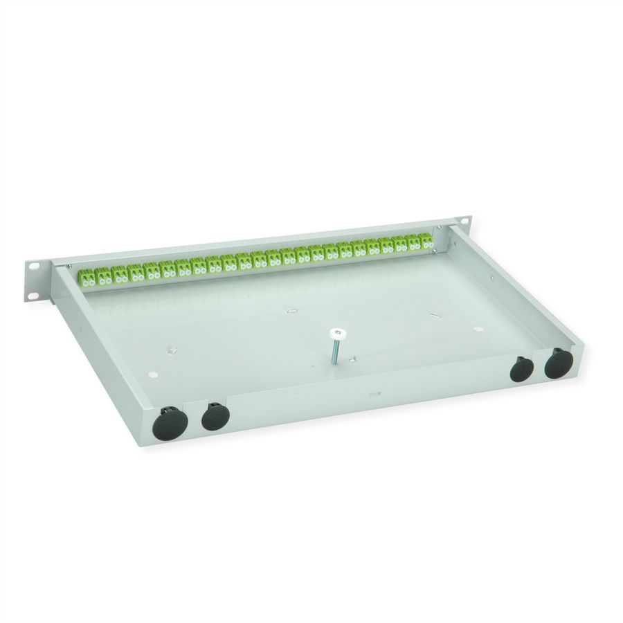 TELEGÄRTNER BASIS eco LWL-Panel mit Kupplungen, 24x LC Duplex, lindgrün, OM5