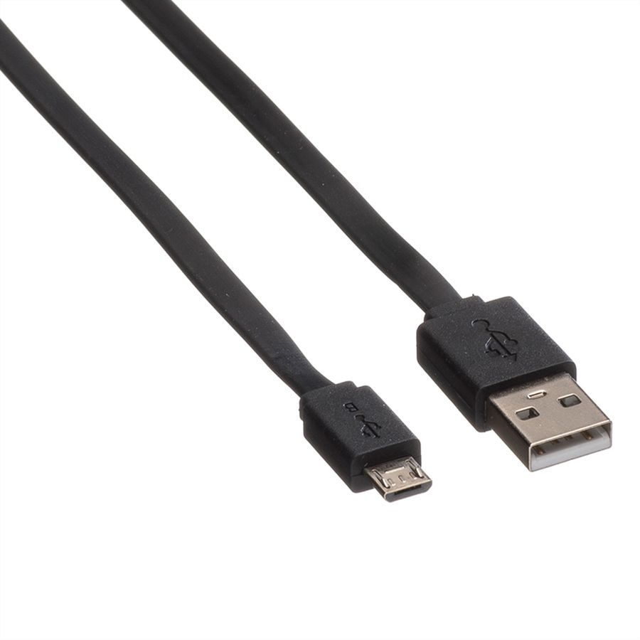 ROLINE USB 2.0 kabel, USB A M - Micro USB B M, zwart, 1 m