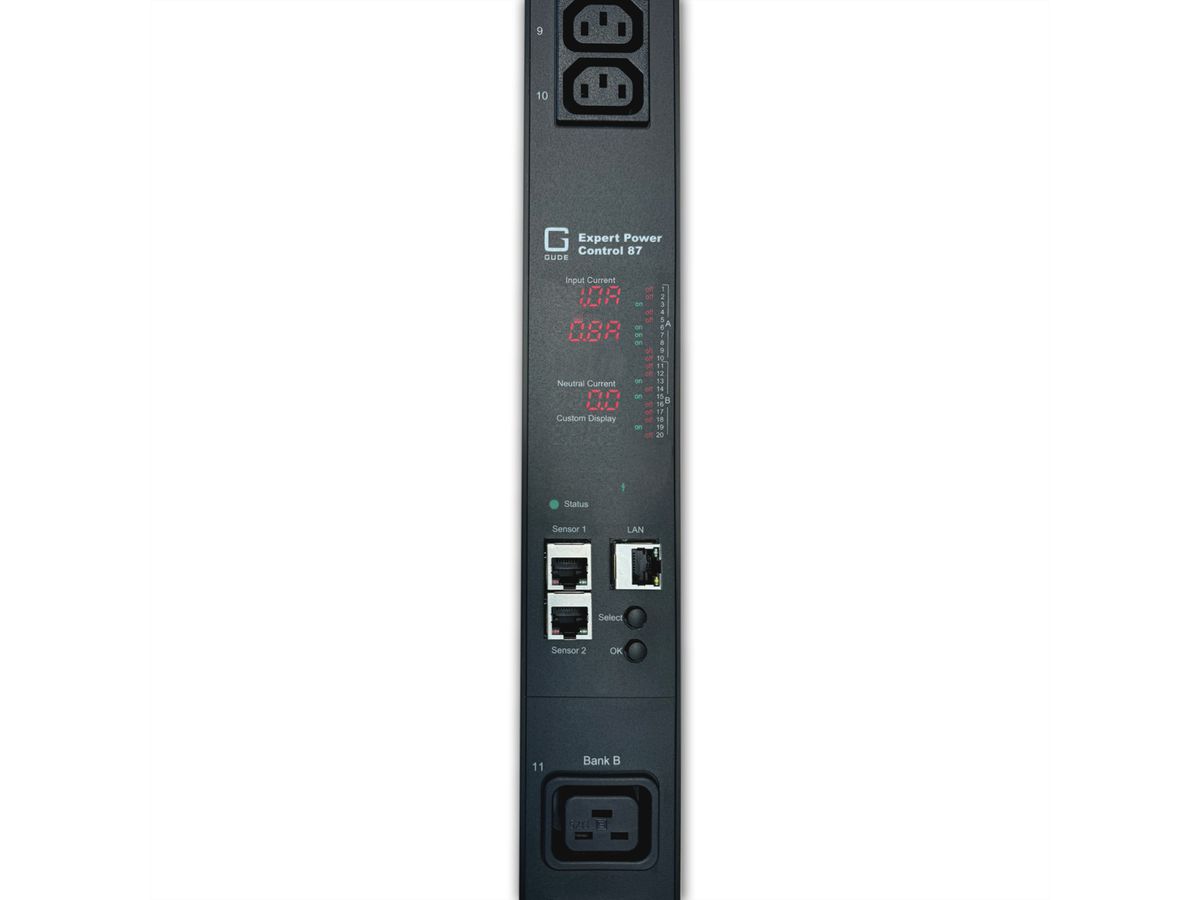 GUDE EPC 87-1210-18 20-fach switched und metered PDU, vertikaler Einbau 0HE, schwarz, 135 cm